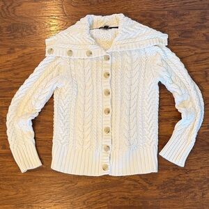 Lands' End Cream Cable Knit Cardigan